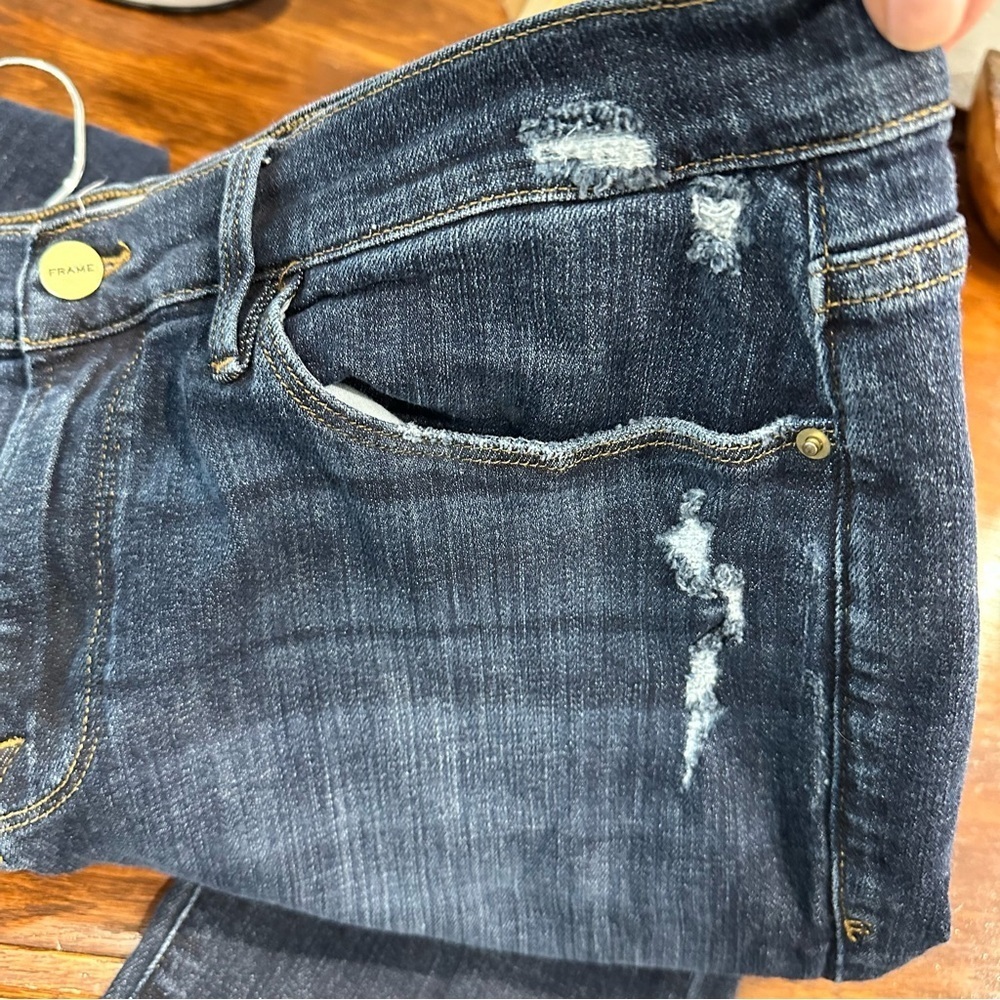 FRAME Blue Le Garcon Crop Tailored Boyfriend Jeans Size 32 EUC - Picture 5 of 7